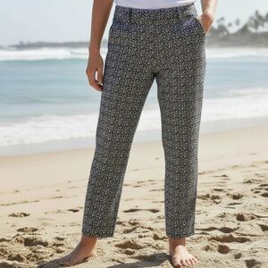 ERICA TAYLOR PRINT ANKLE PANTS Size XL Black and White Print Pattern